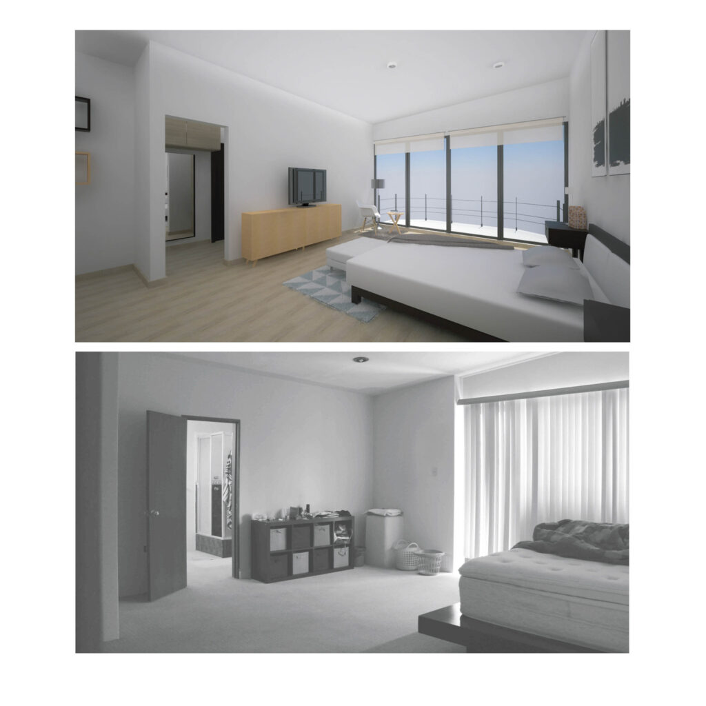 MOLCAJETE Arquitectura _ interiores _ casa yectuani antes y propuesta recámara ppal