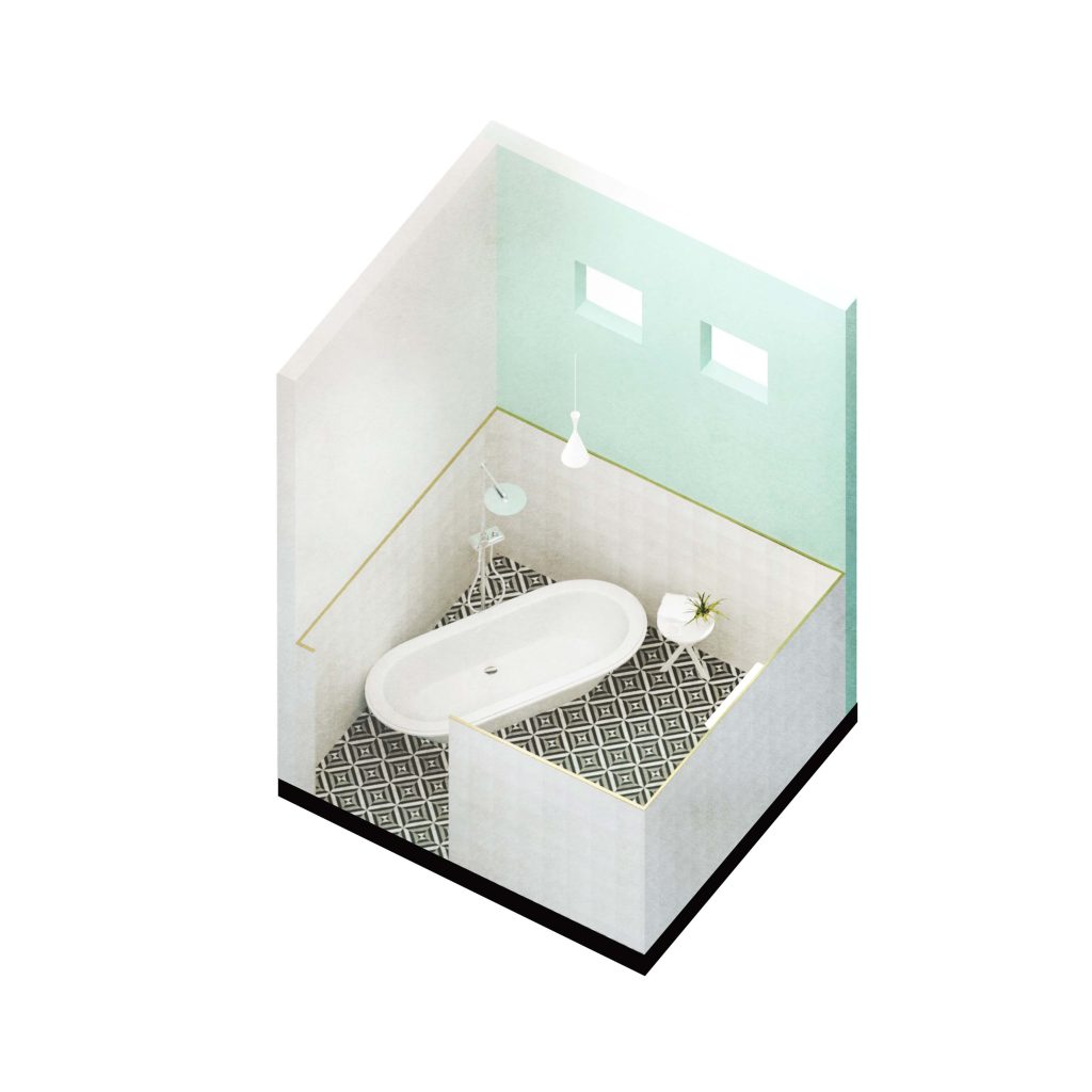 MOLCAJETE Arquitectura _ interiores _ casa delia isométrico baño